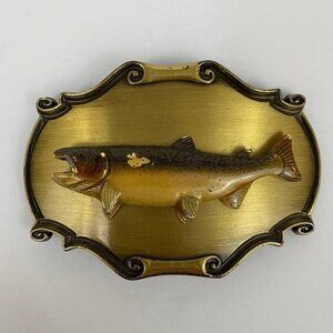 Raintree Vintage 80s Vtg 1980 Salmon Fish Belt Buckle Fisherman Fishing